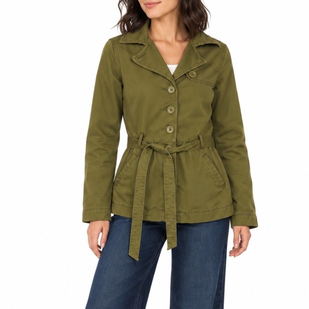 Levi's Olive Green Belted Utility Trench Coat Jacket Size Small